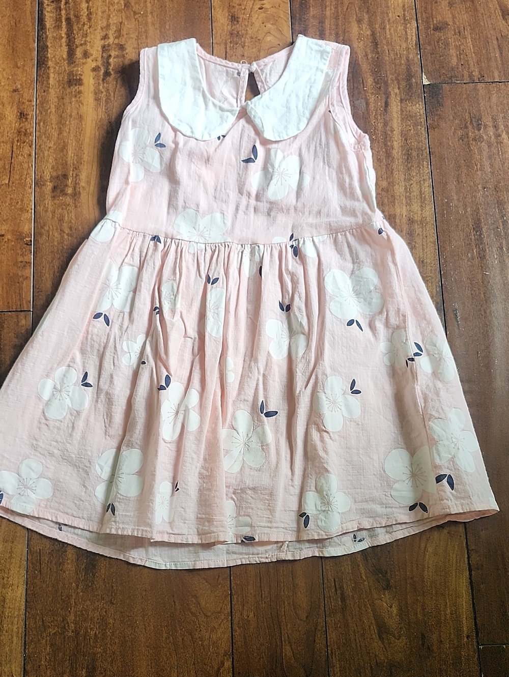 3/$15! Fits Like 5t Girls Pink Floral Peter Pan Collar Dress